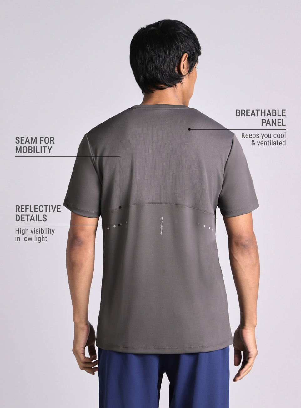 Men's Dark Grey Night escape Running T-shirt