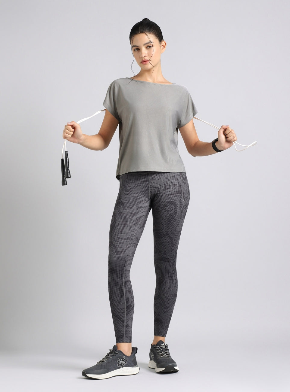 Women's Grey Premium Jacquard Knit Aqua Top