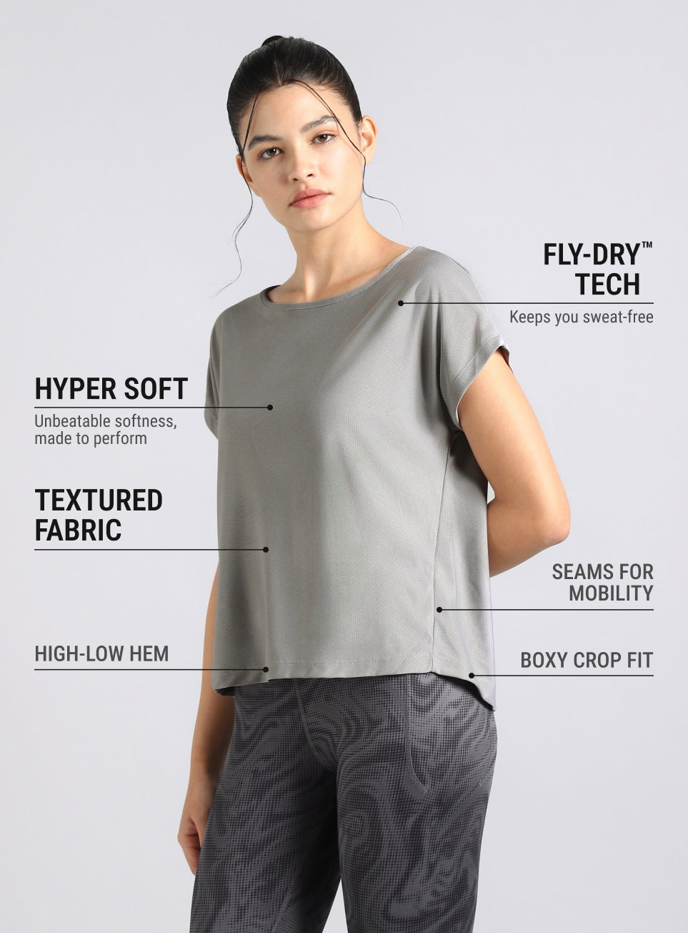 Women's Grey Premium Jacquard Knit Aqua Top