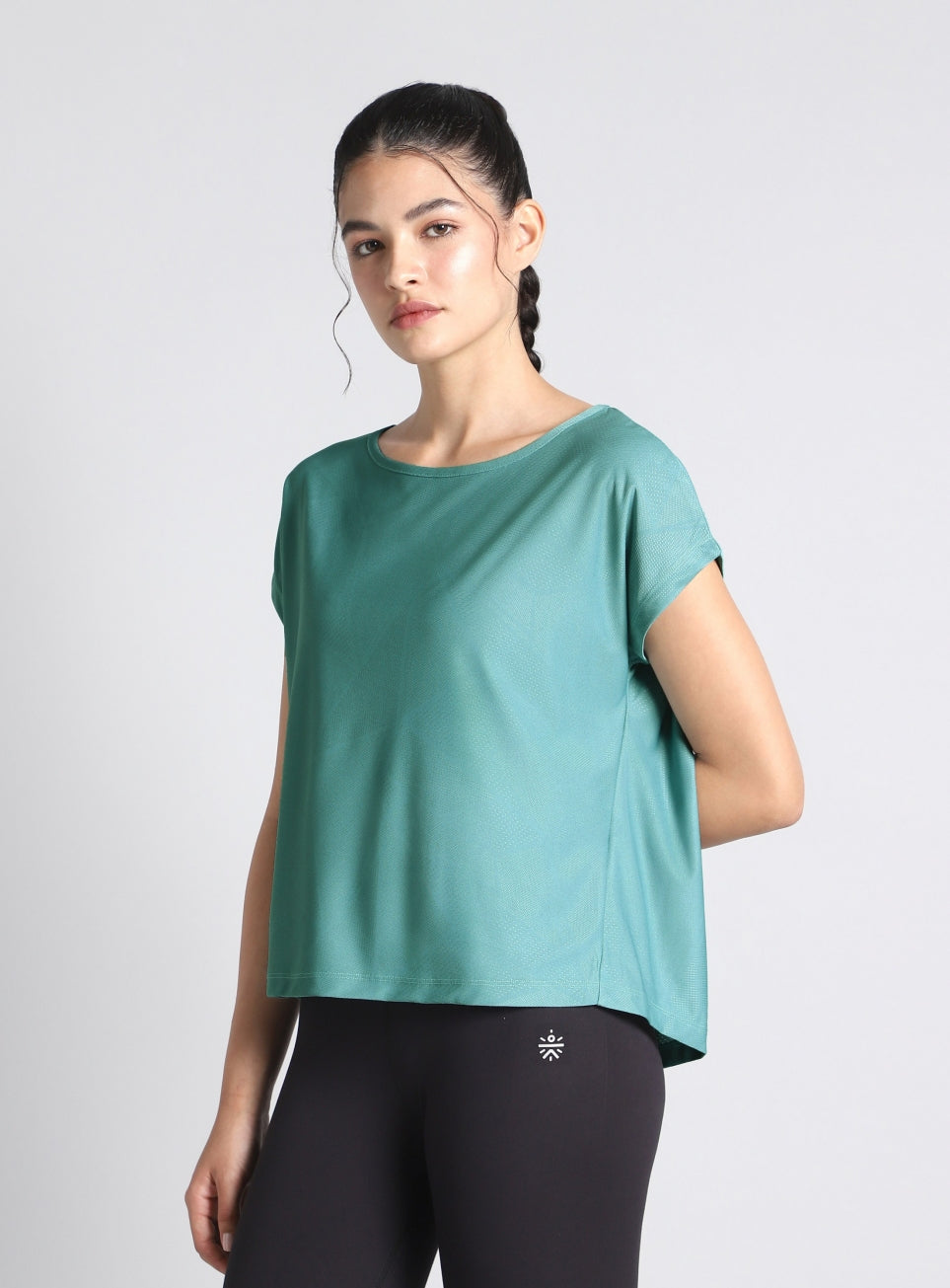 Women's Black Premium Jacquard Knit Aqua Top