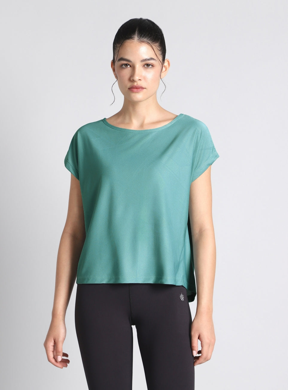 Women's Black Premium Jacquard Knit Aqua Top