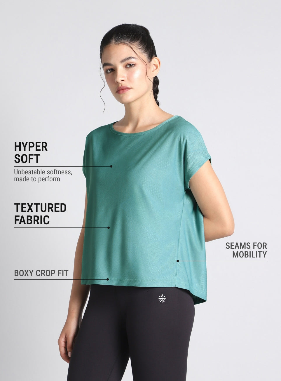 Women's Black Premium Jacquard Knit Aqua Top
