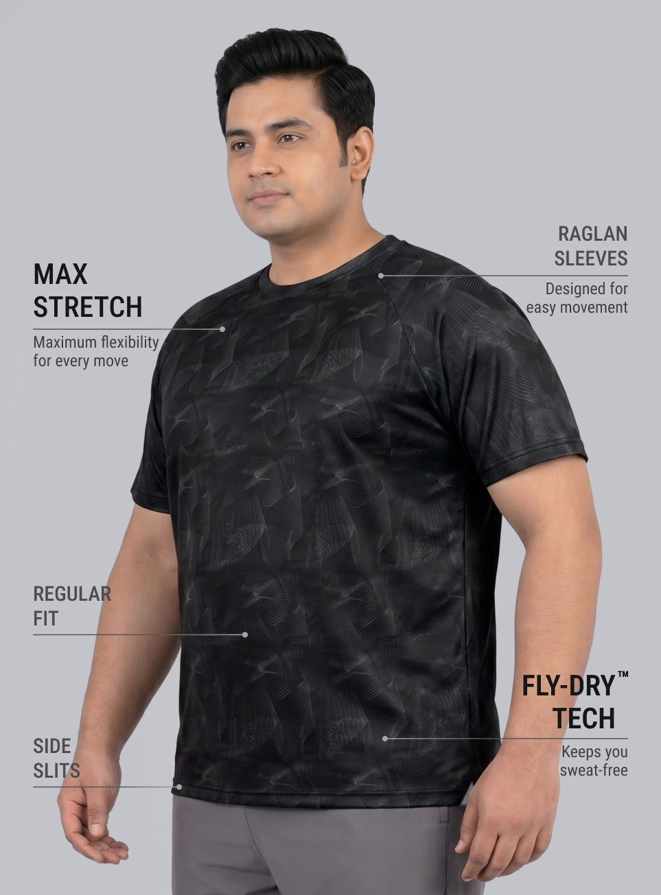 Men's Black High Energy Line Training Plus Size T-shirt