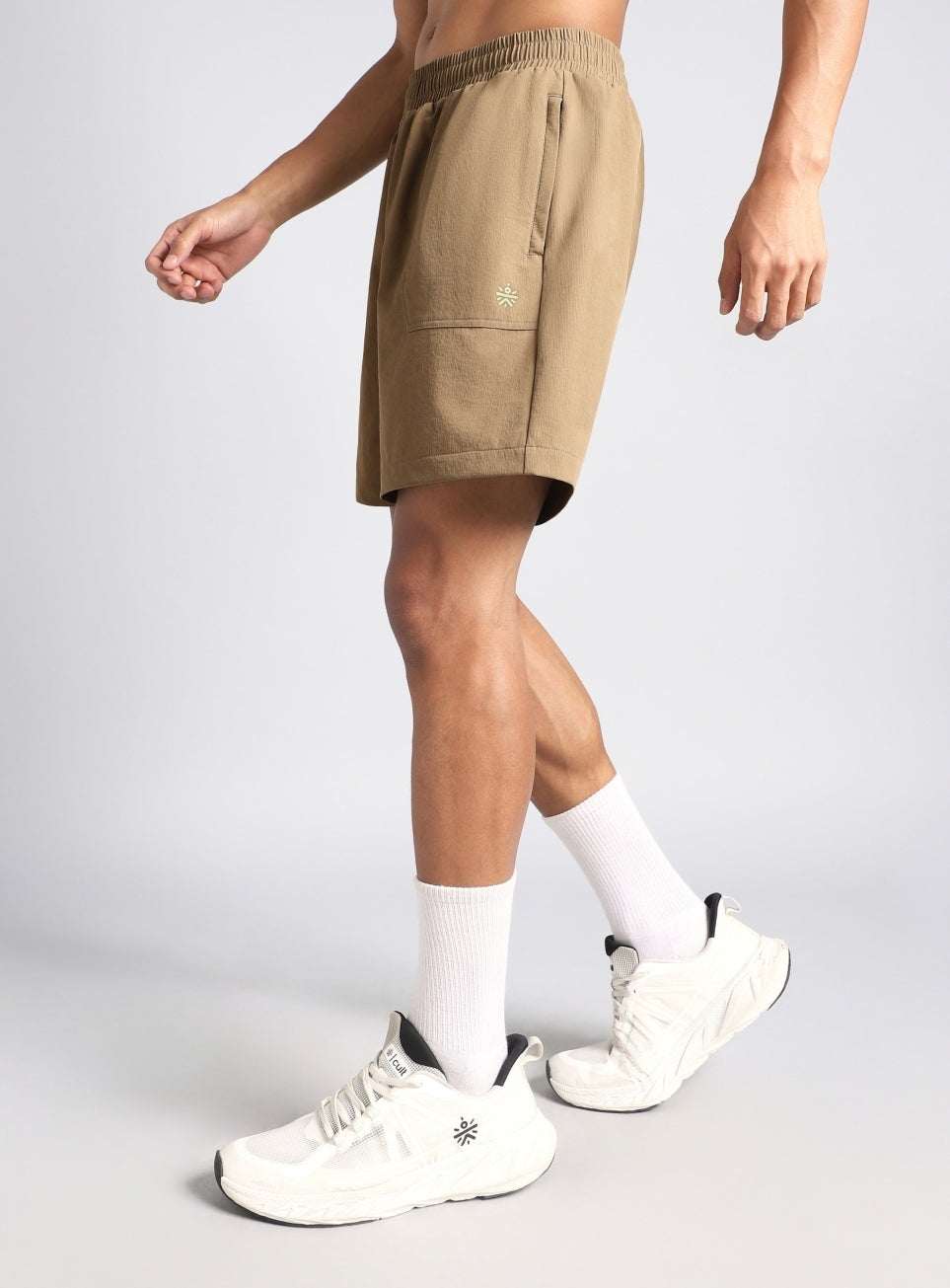 Men's Beige Hyper Flex Performance Nylon Utility Shorts