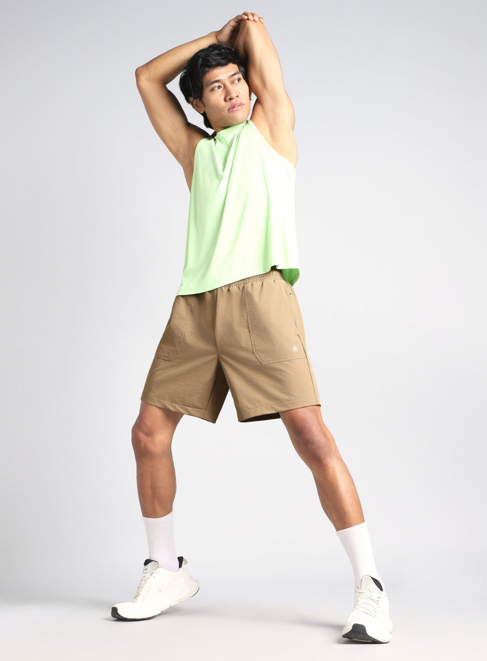 Men's Beige Hyper Flex Performance Nylon Utility Shorts