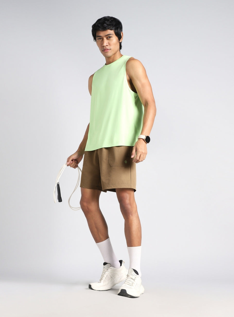 Men's Beige Hyper Flex Performance Nylon Utility Shorts