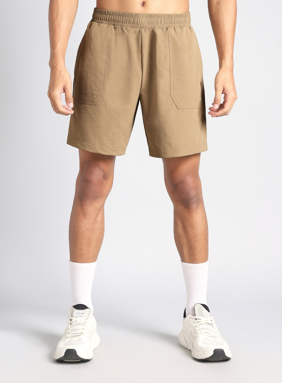 Men's Beige Hyper Flex Performance Nylon Utility Shorts