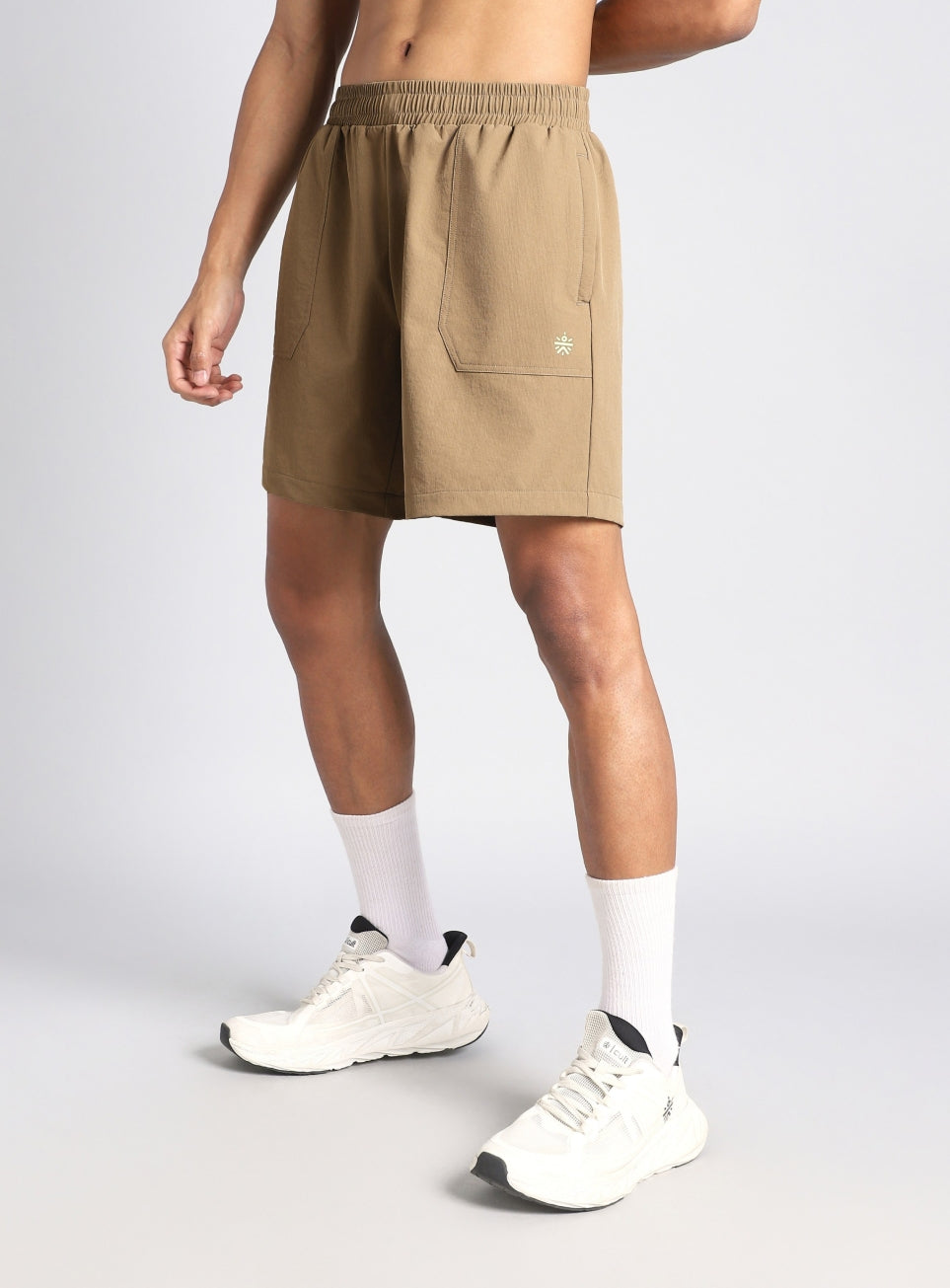 Men's Beige Hyper Flex Performance Nylon Utility Shorts