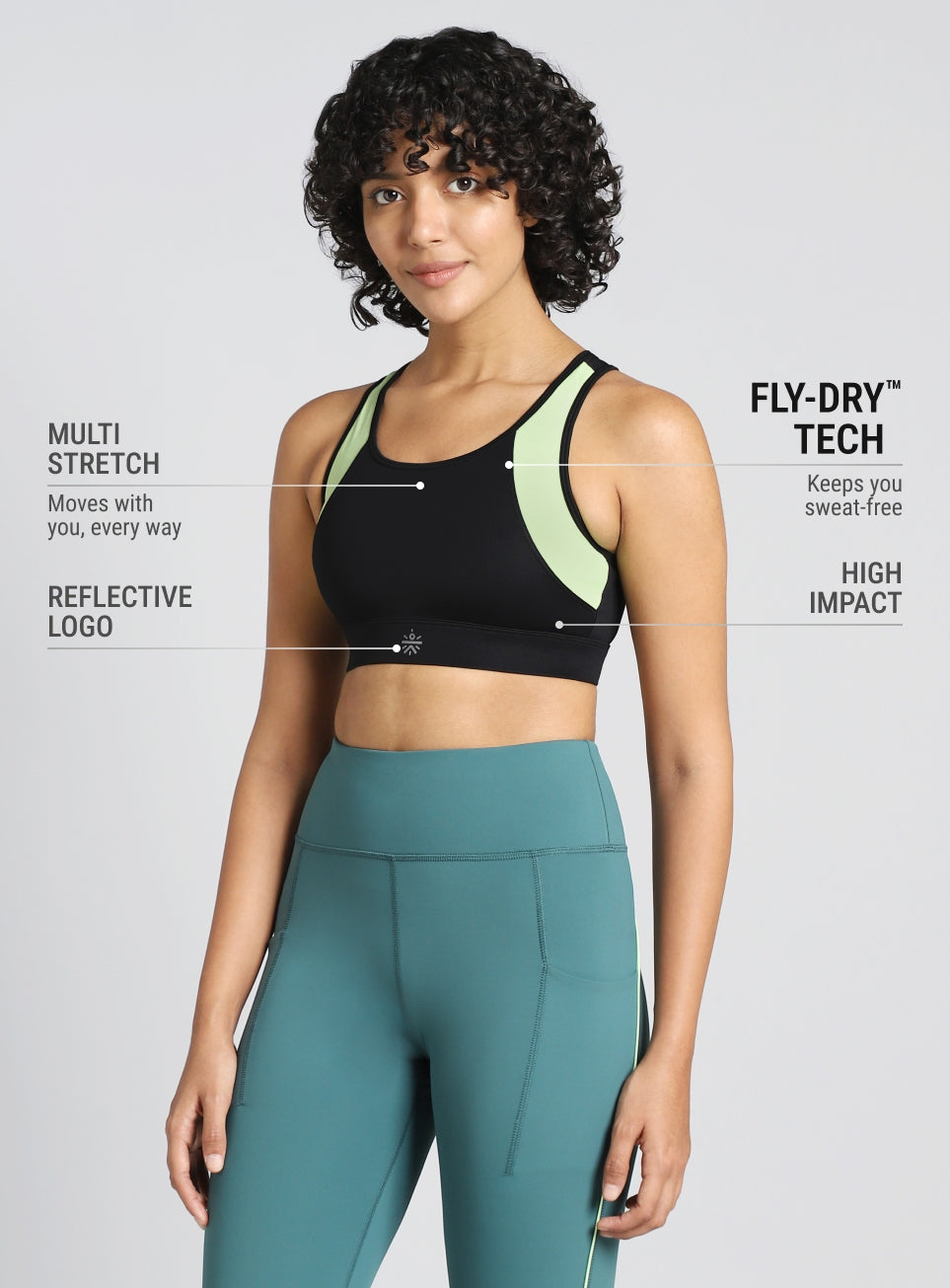 Women's Black Moonlight Runner's High Support Bra