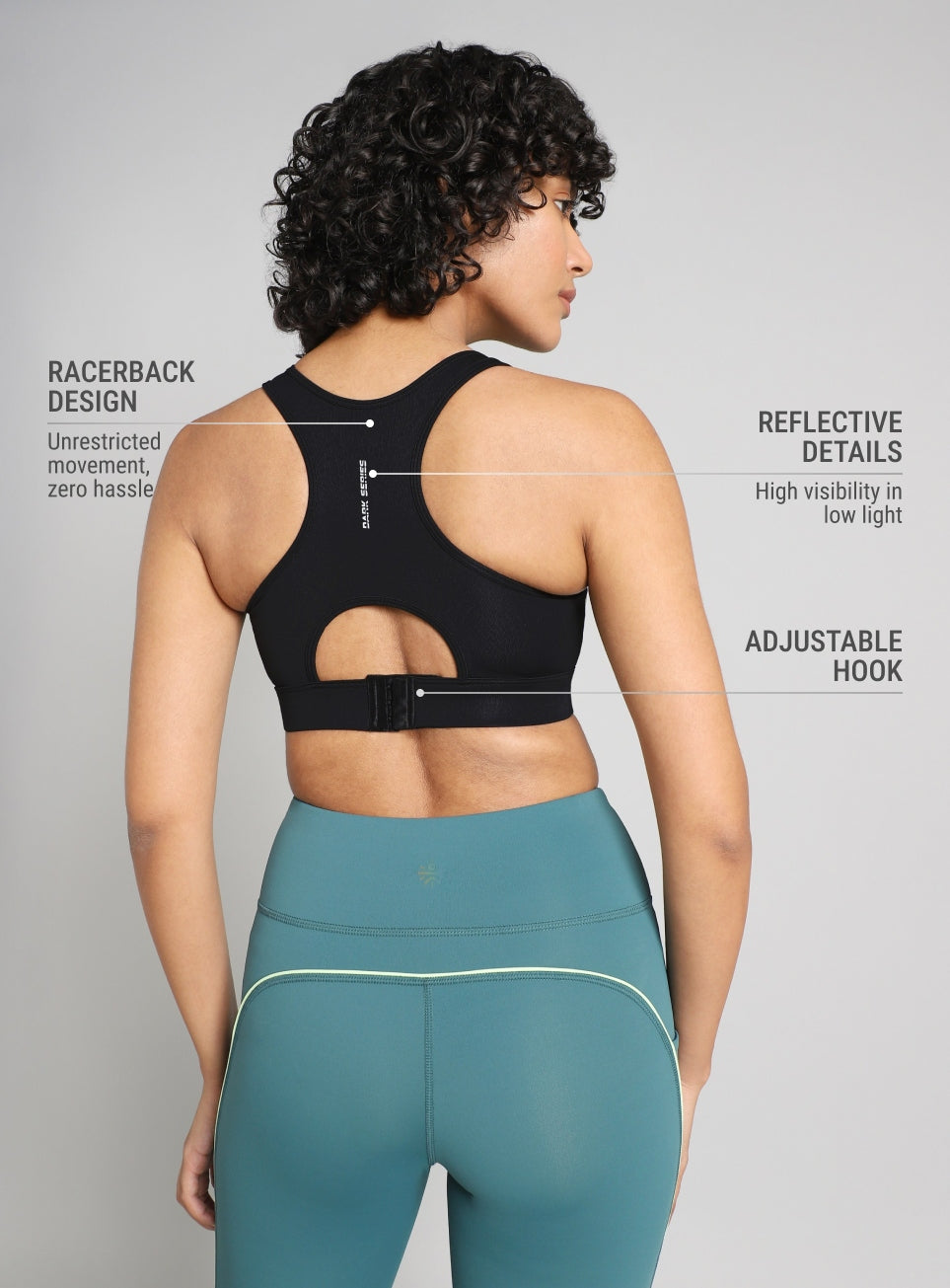 Women's Black Moonlight Runner's High Support Bra
