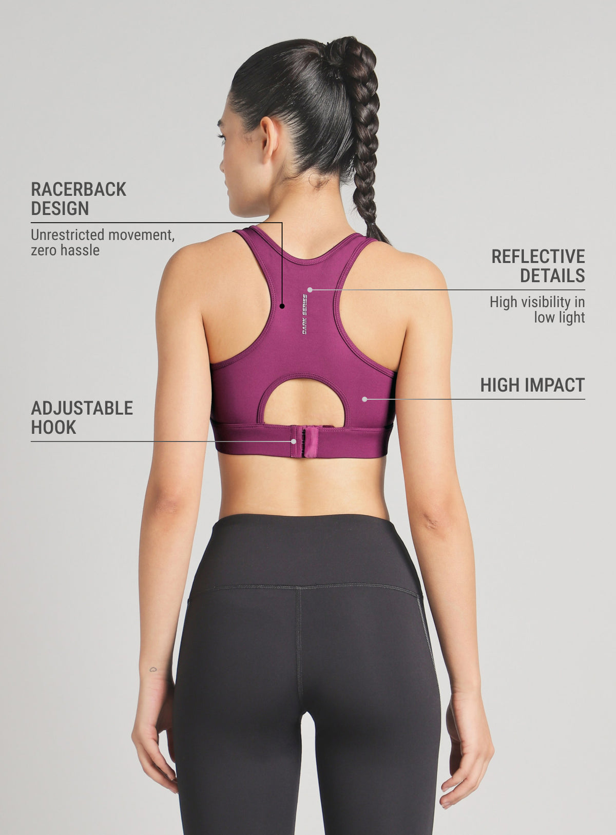 Women's Wine Moonlight Runner's High Support Bra
