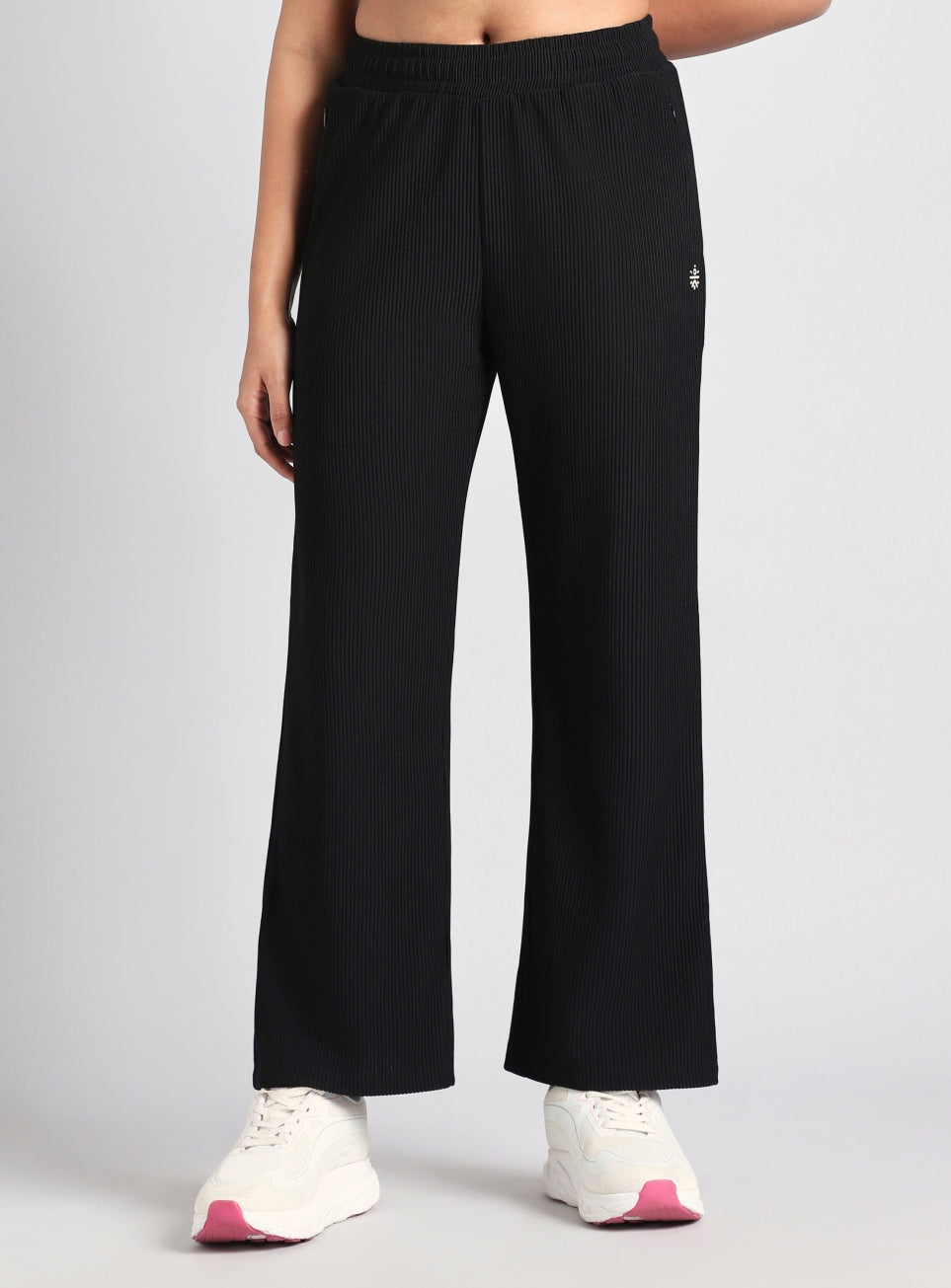 Women's Black Ribbed Move and Flow Trackpants