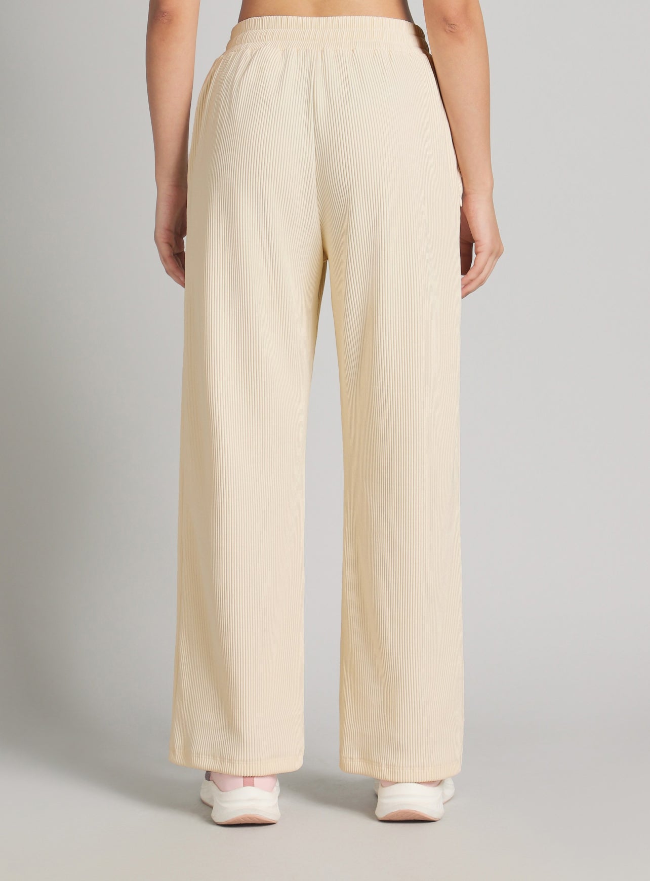 Womne's Off White Ribbed Move and Flow Trackpants