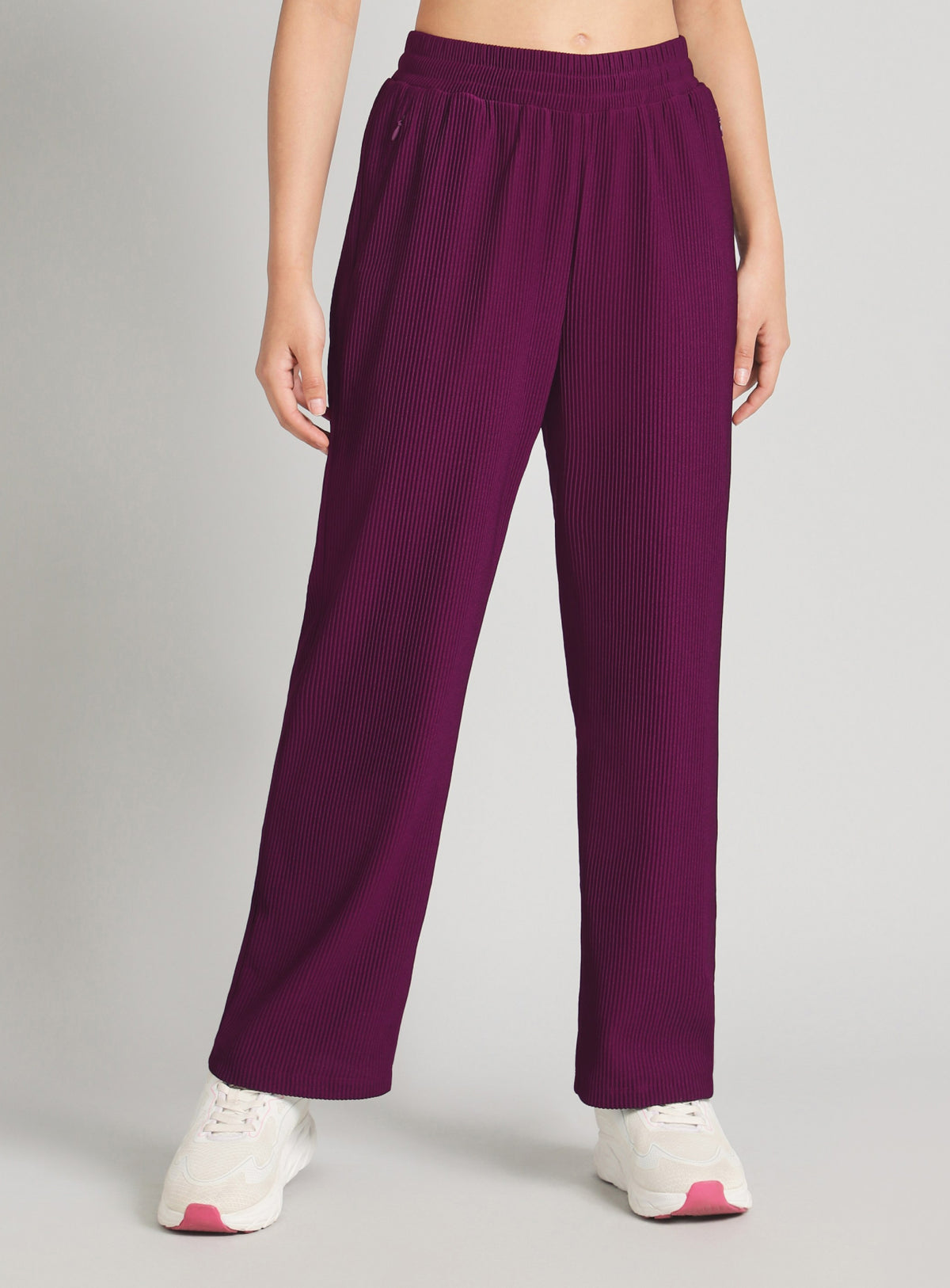 Women's Burgundy Ribbed Move and Flow Trackpants
