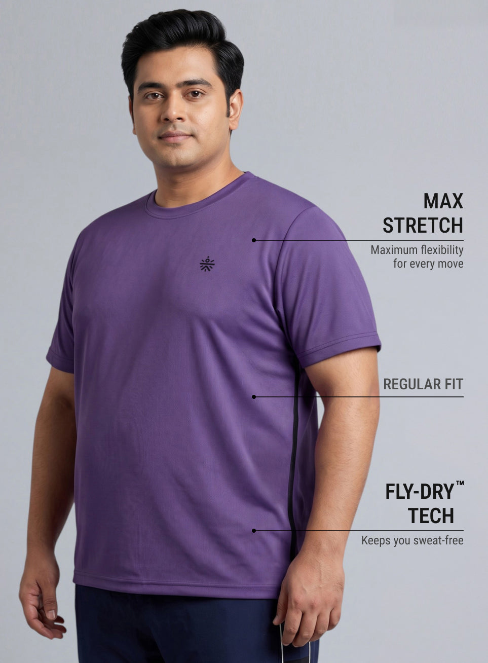 Men's Purple All Format Training Plus Size T-shirt