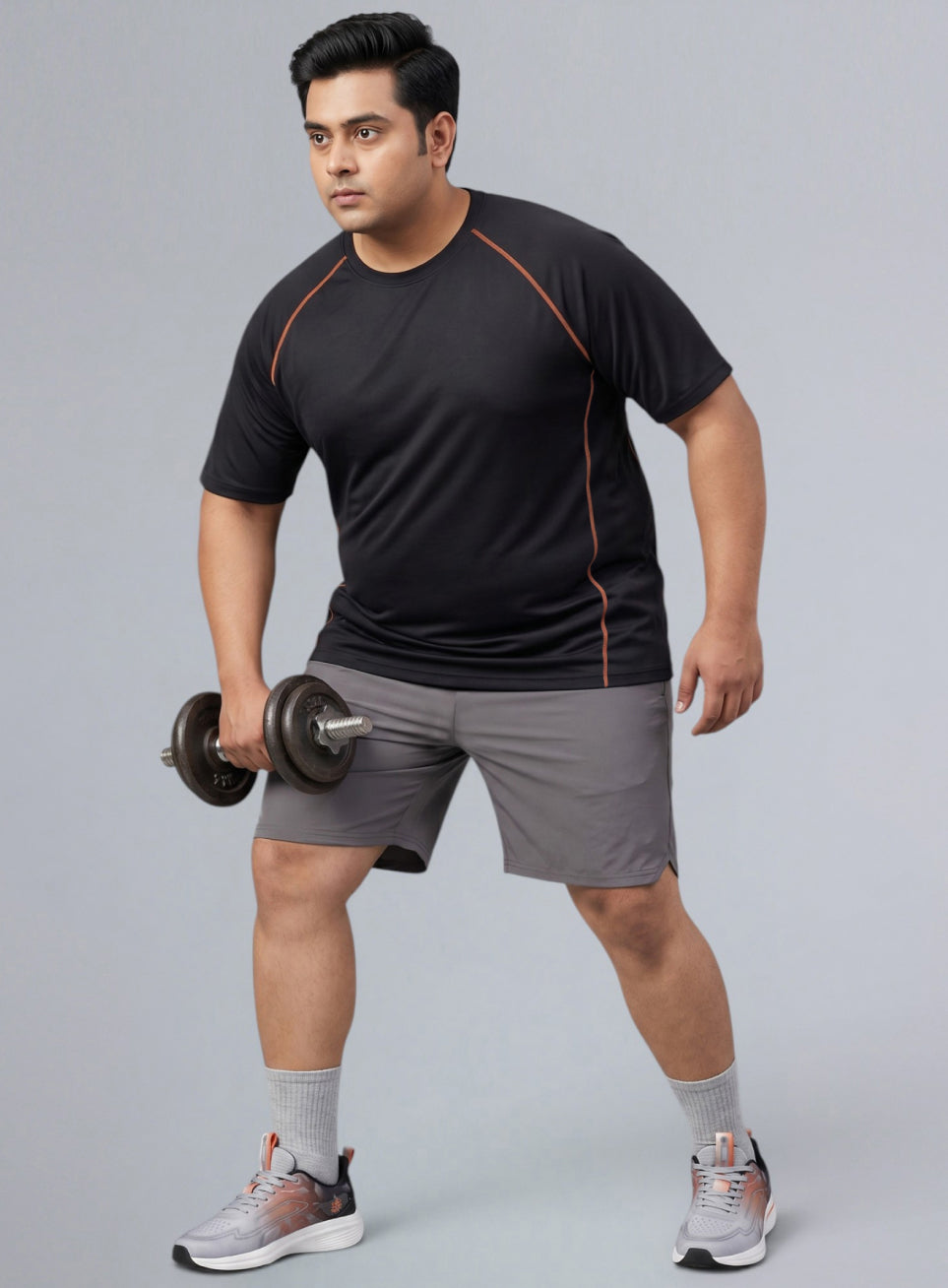 Men's Black Everyday Workout Train Plus Size T-shirt