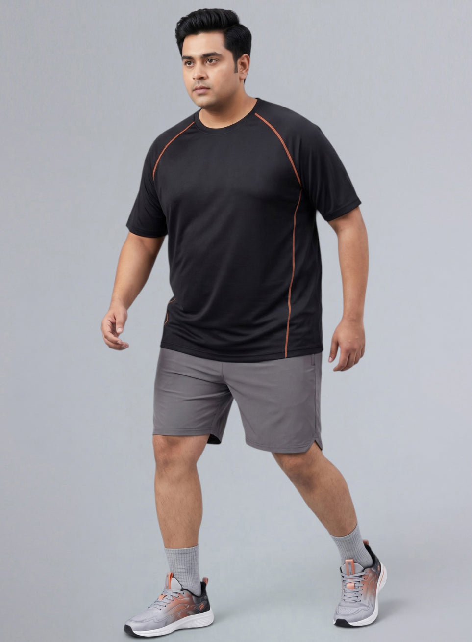 Men's Black Everyday Workout Train Plus Size T-shirt