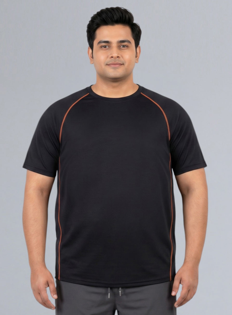 Men's Black Everyday Workout Train Plus Size T-shirt