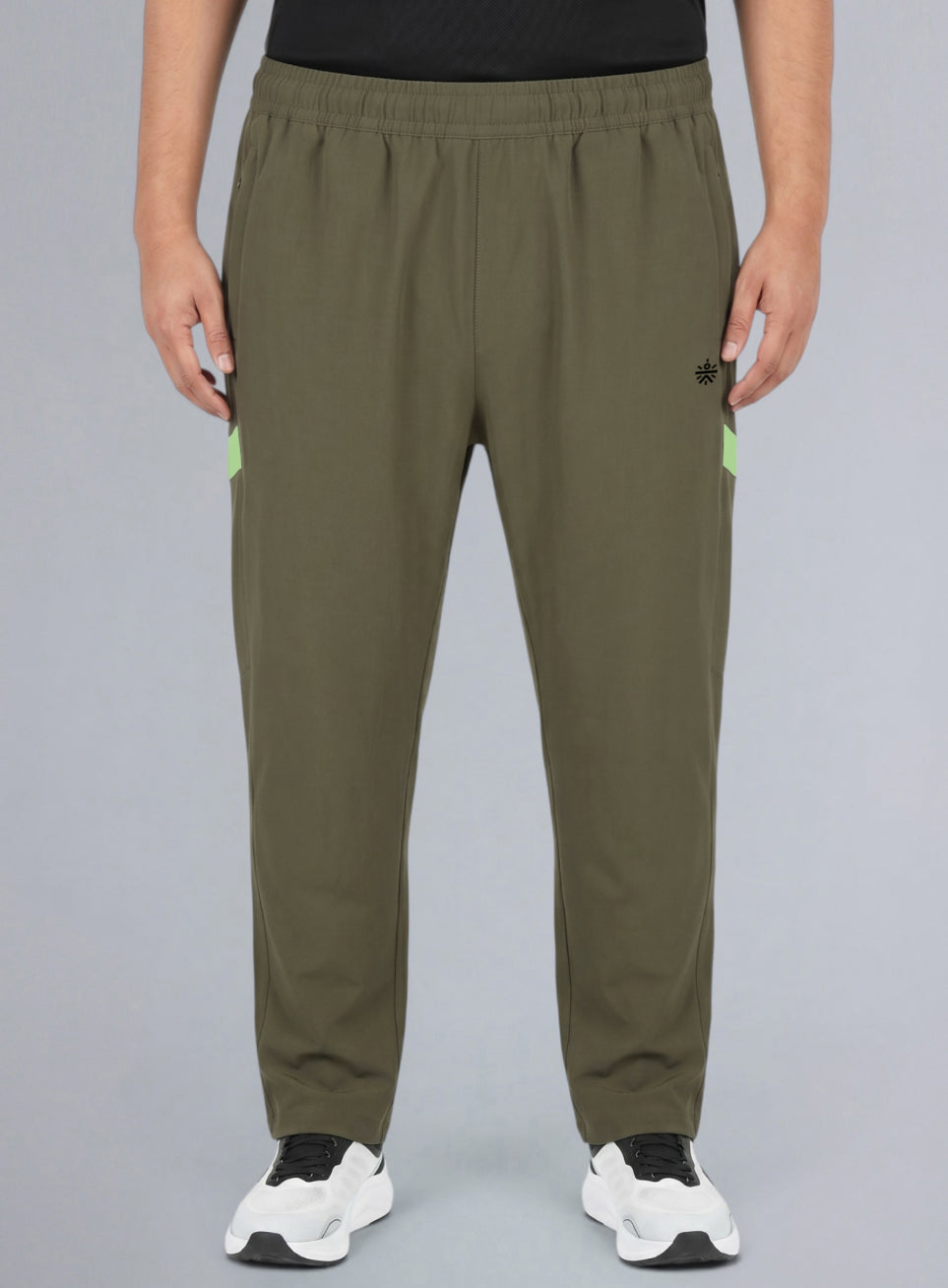Men's Olive Power Pop Plus Size Straight Fit Trackpants