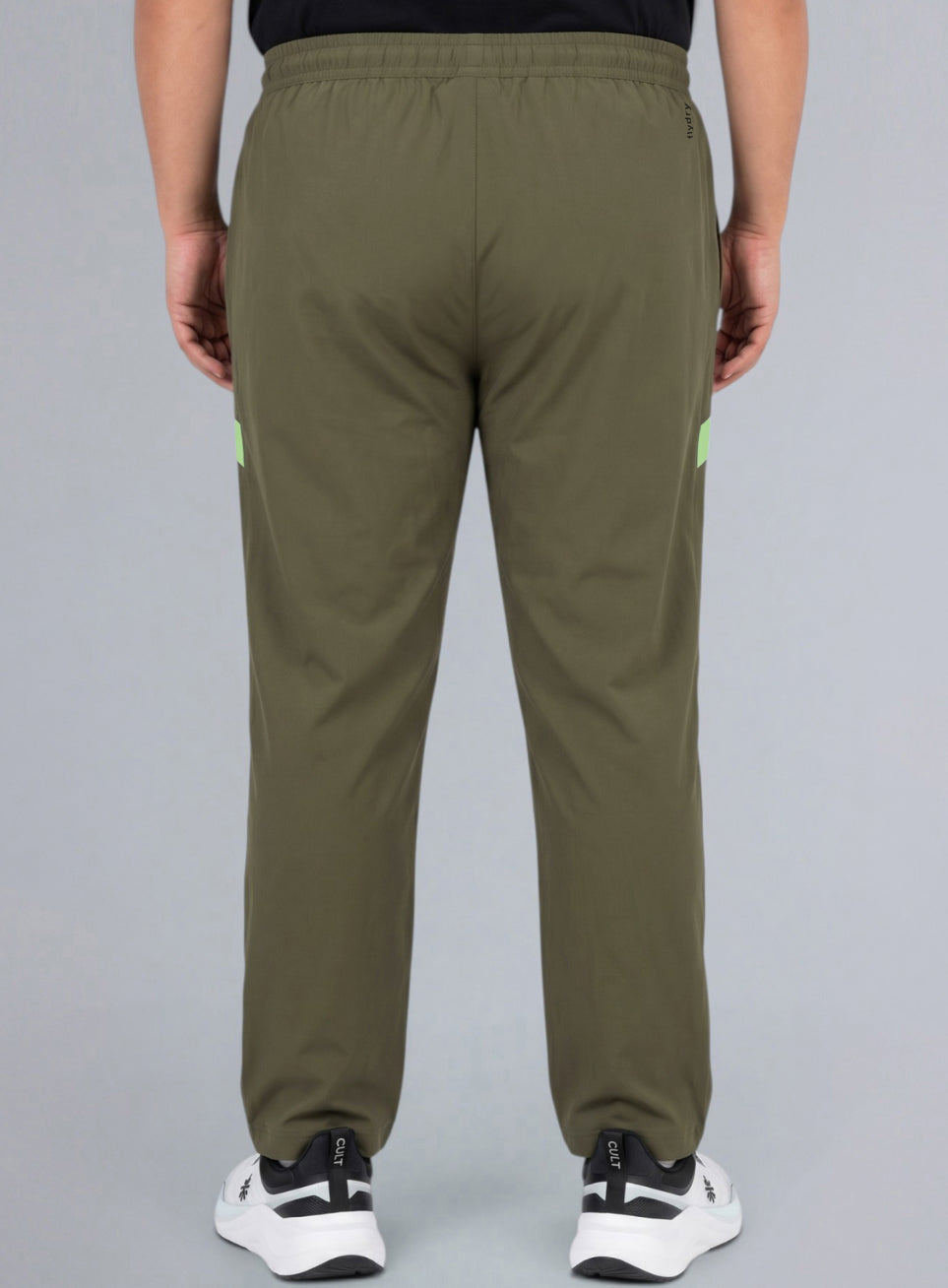 Men's Olive Power Pop Plus Size Straight Fit Trackpants