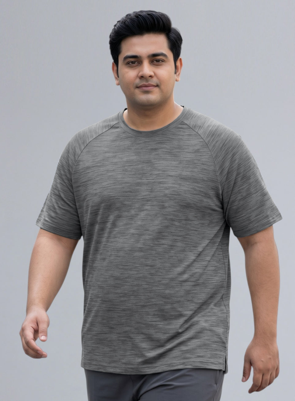 Men's Black Textured Performance Plus Size T-shirt