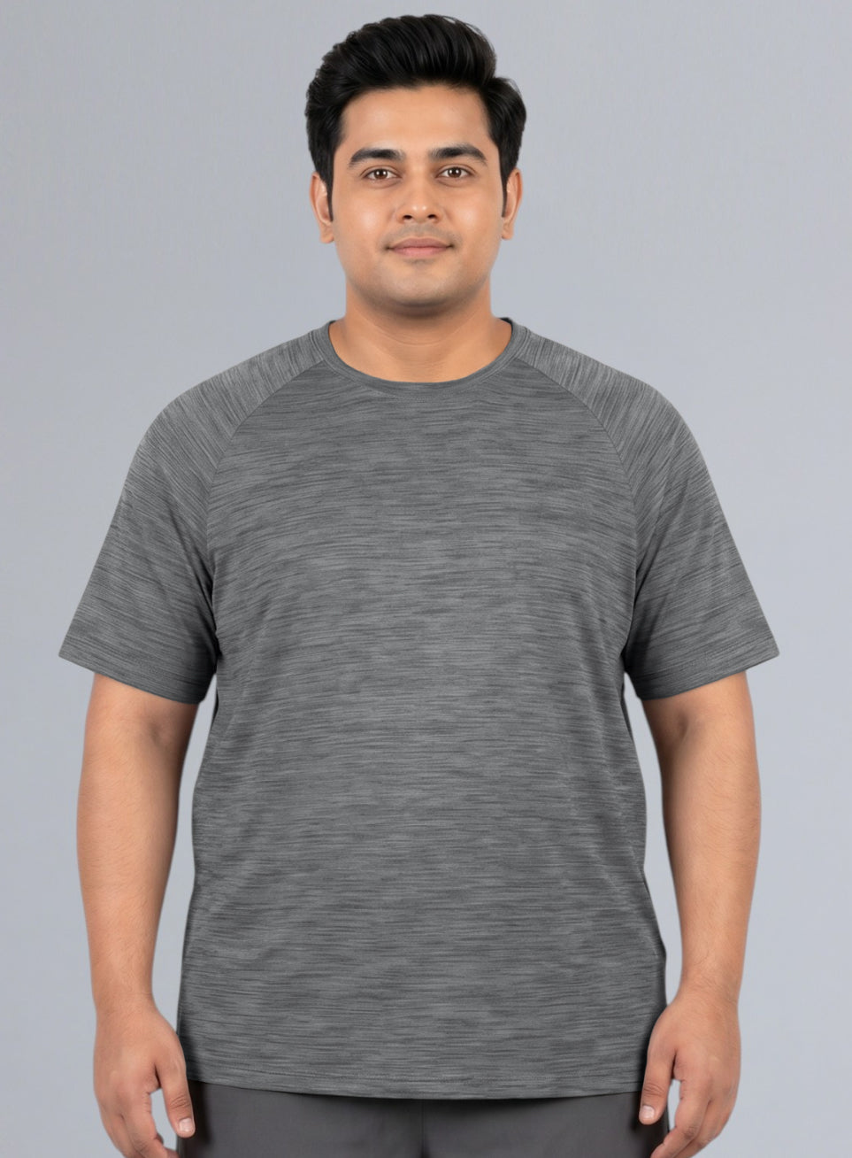 Men's Black Textured Performance Plus Size T-shirt