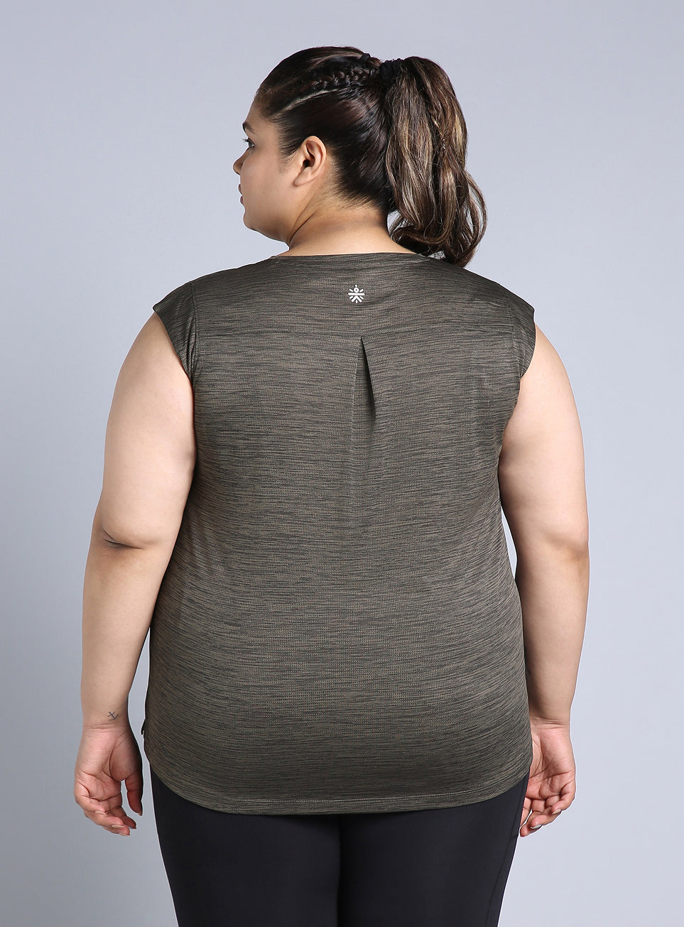 Women's Charcoal Melange Plus Size Training Tee