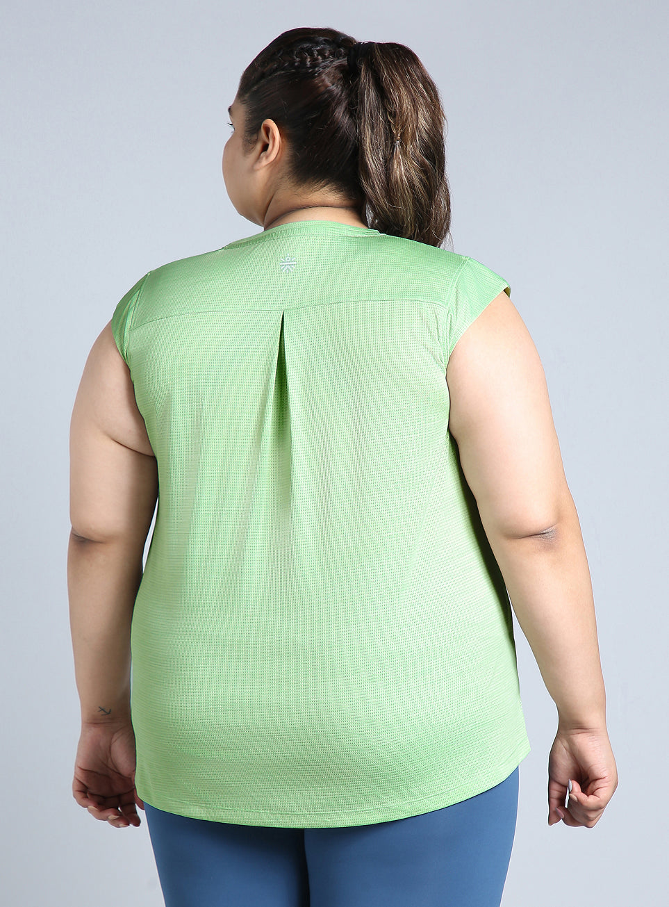 Women's Green Melange Plus Size Training Tee