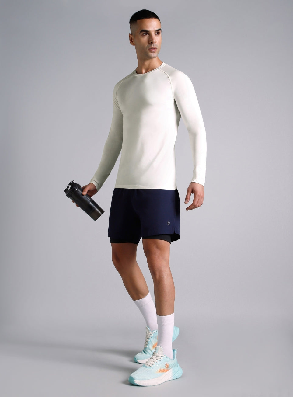 Men's White Base Layer Run Full Sleeve T-shirt