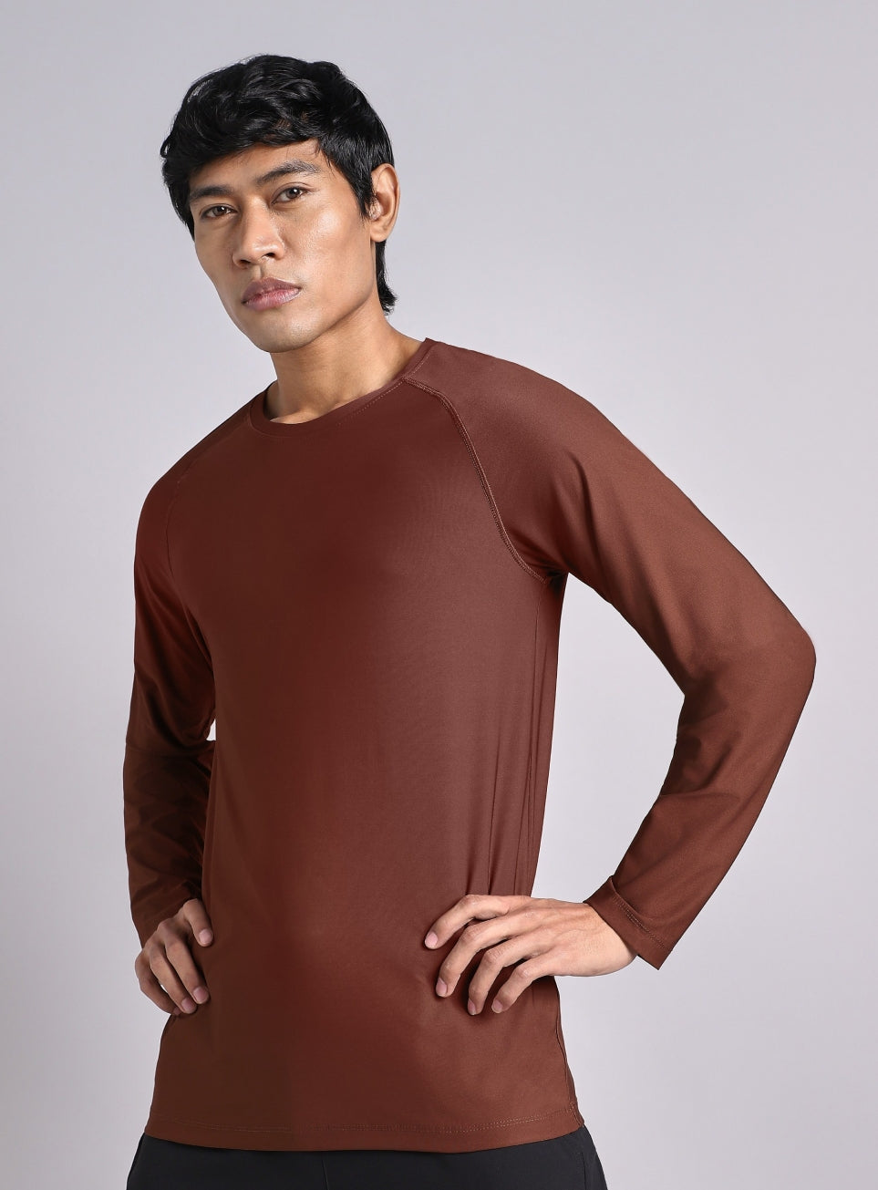 Men's Brown Base Layer Run Full Sleeve T-shirt