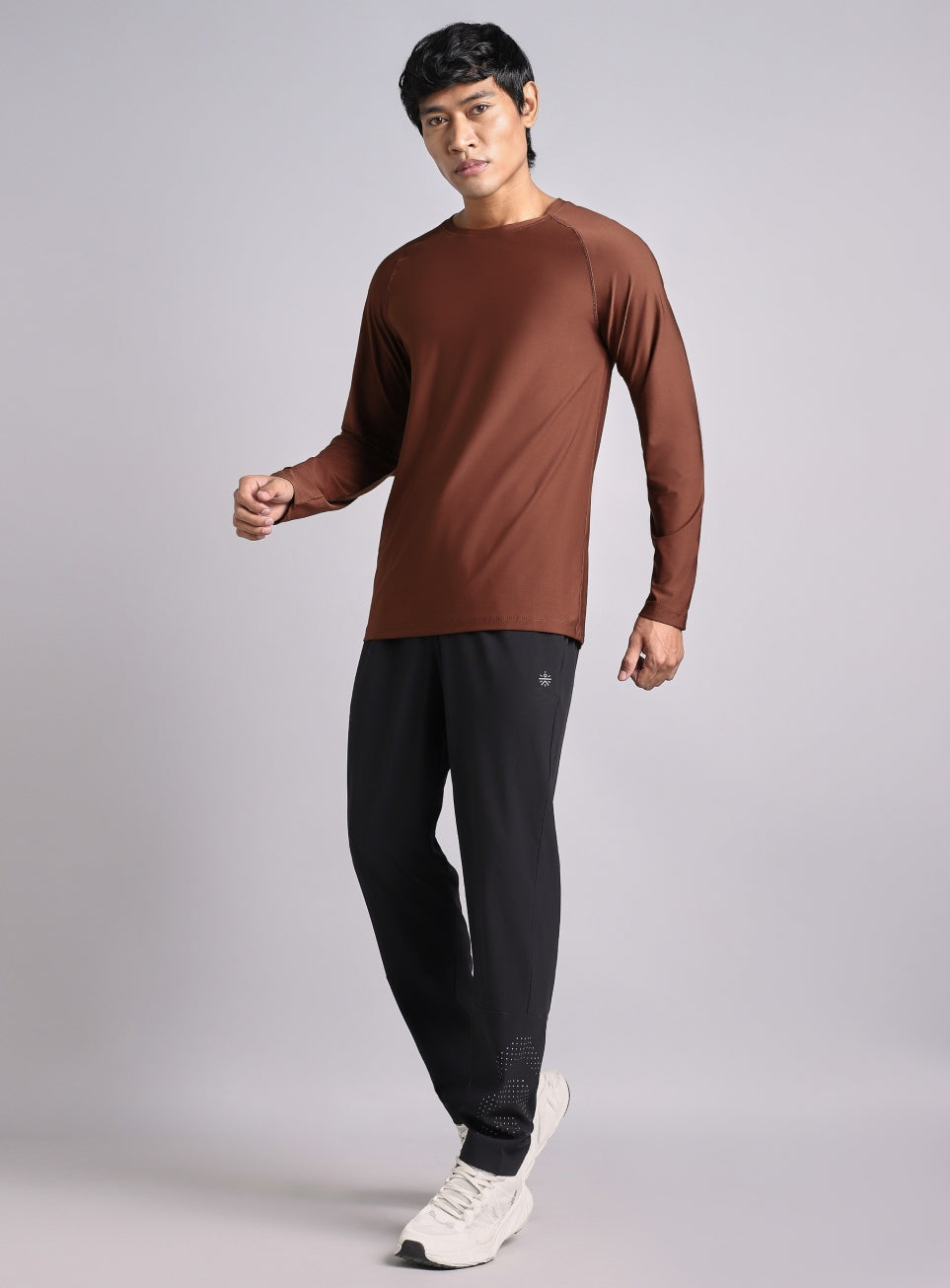 Men's Brown Base Layer Run Full Sleeve T-shirt