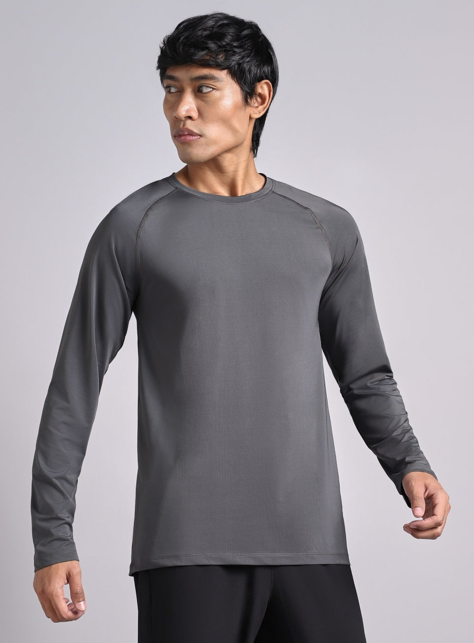 Men's Grey Base Layer Run Full Sleeve T-shirt