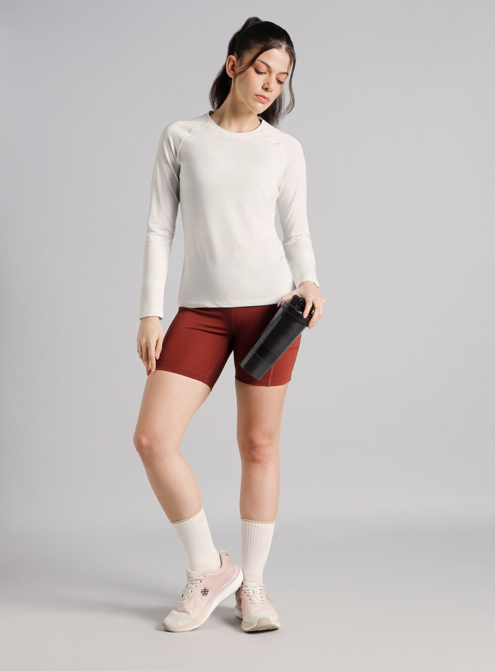 Women's Base Layer White Compression Running Top
