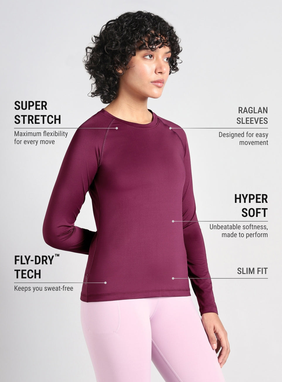 Women's Base Layer Wine Compression Running Top