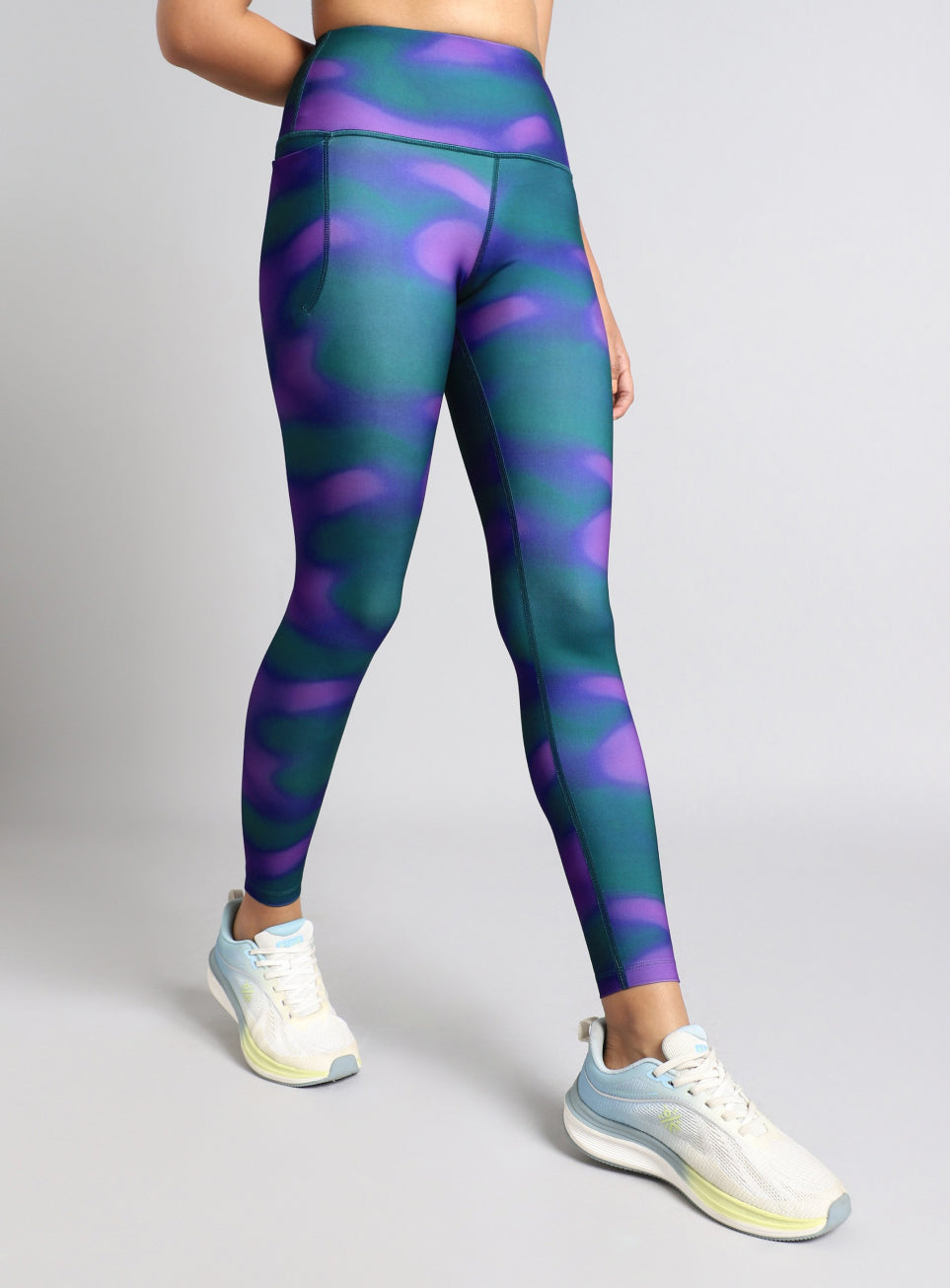 Women's Green Halo Print Running Tights