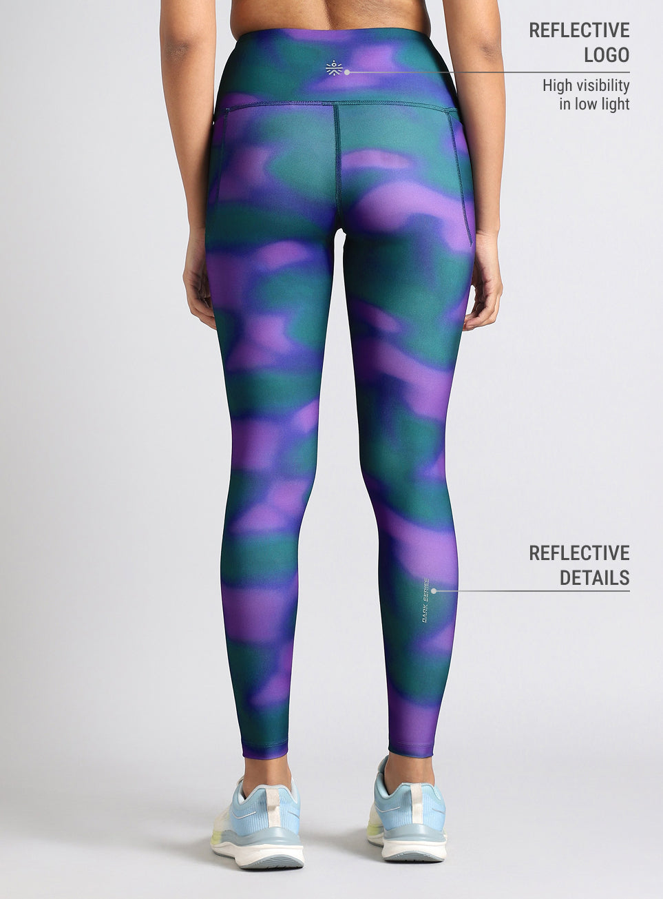 Women's Green Halo Print Running Tights