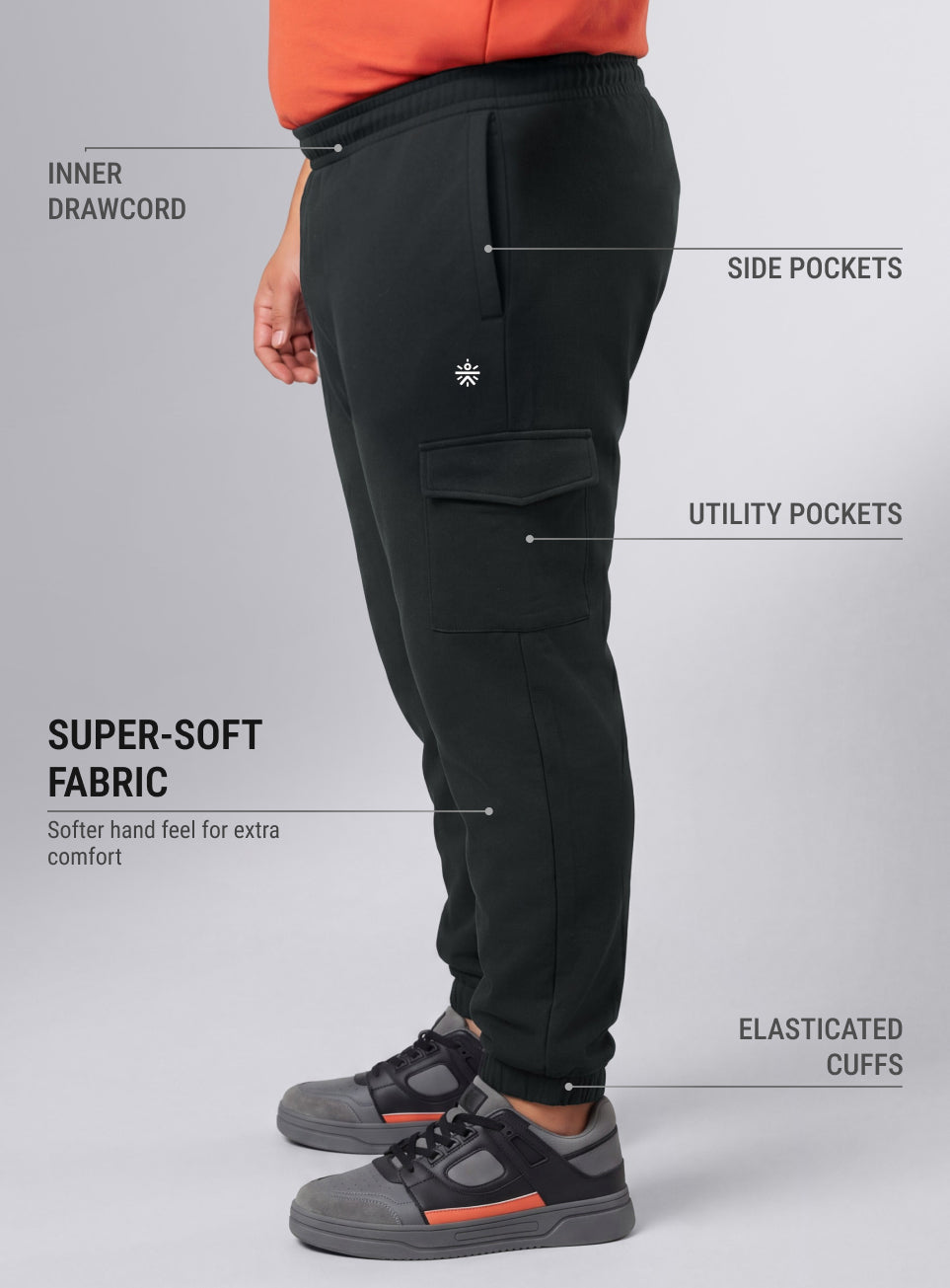 Men's Black Move All Day Plus Size Cargo Joggers