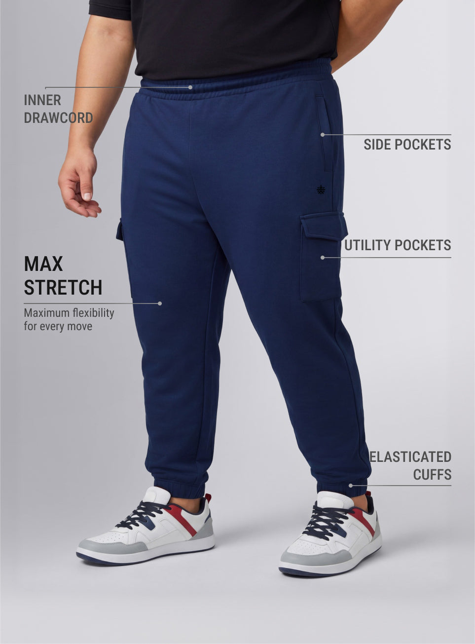 Men's Navy Move All Day Plus Size Cargo Joggers
