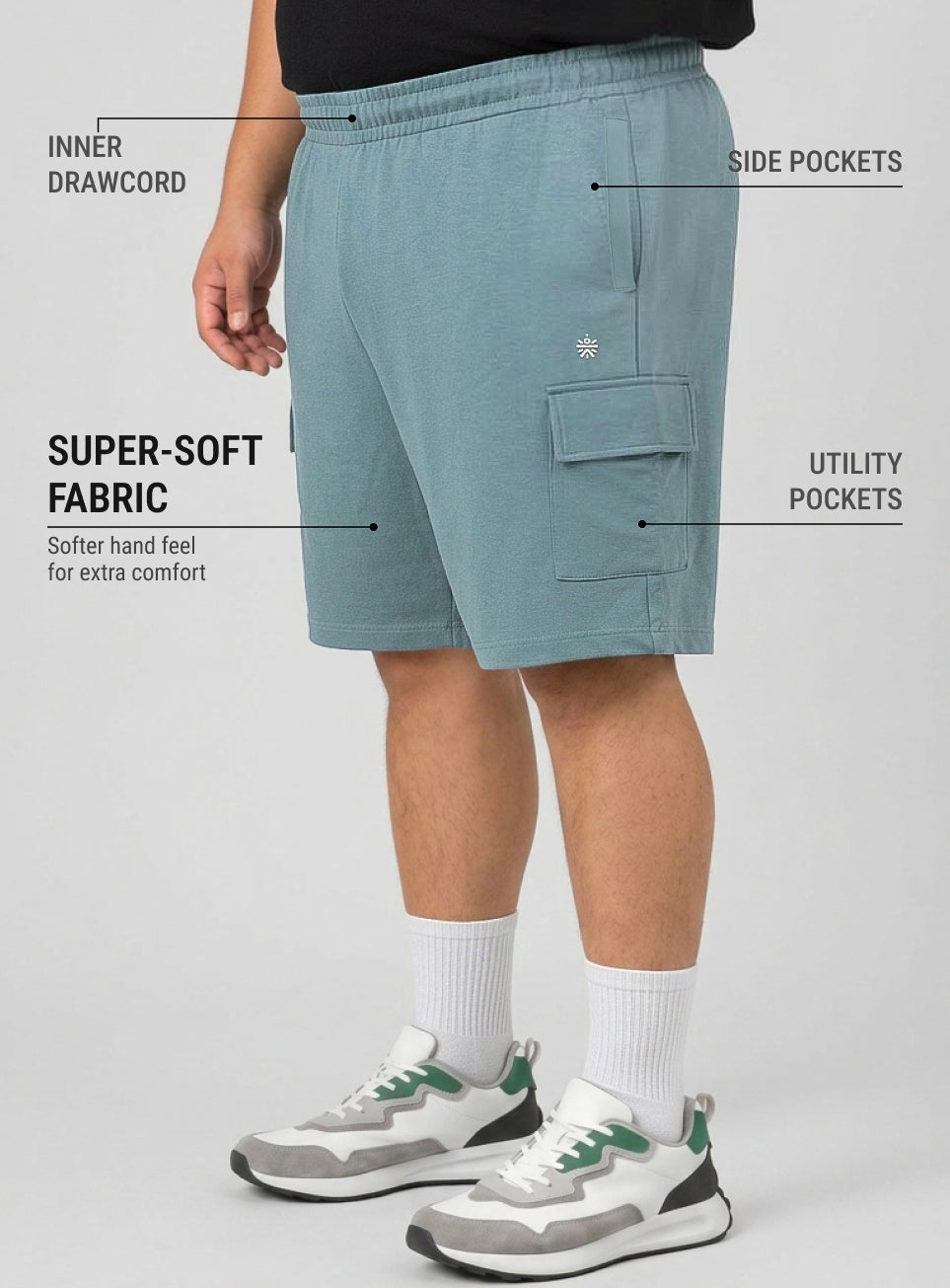 Men's Blue Move All Day Plus Size Cargo Shorts