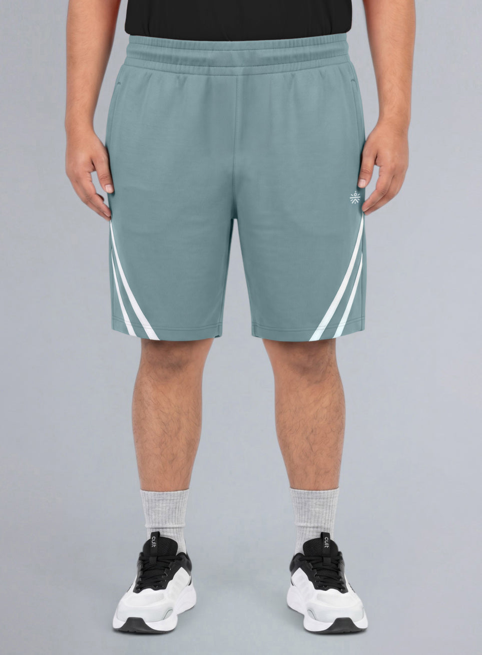 Men's Blue Contrast Panel Plus Size Shorts