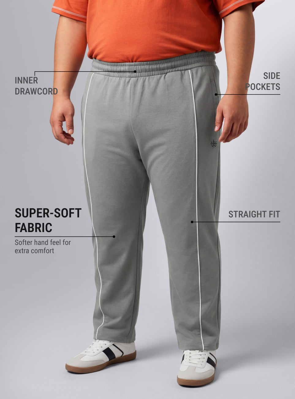 Men's Grey Beyond Play Plus Size Trackpants