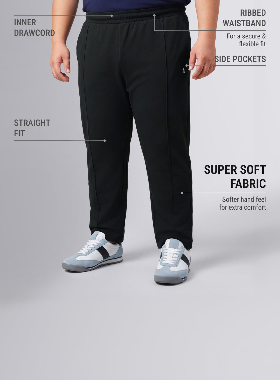Men's Black All Day Play Straight Fit Trackpants