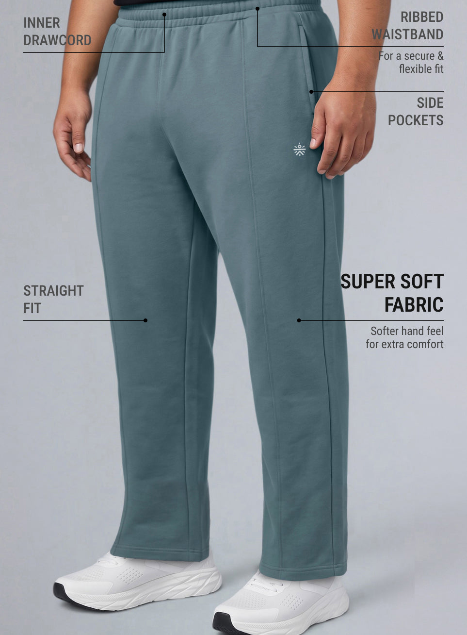 Men's Blue All Day Play Plus Size Straight Fit Trackpants