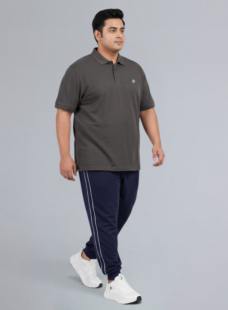 Men's Dark Grey All Day Play Plus Size Polo T-shirt