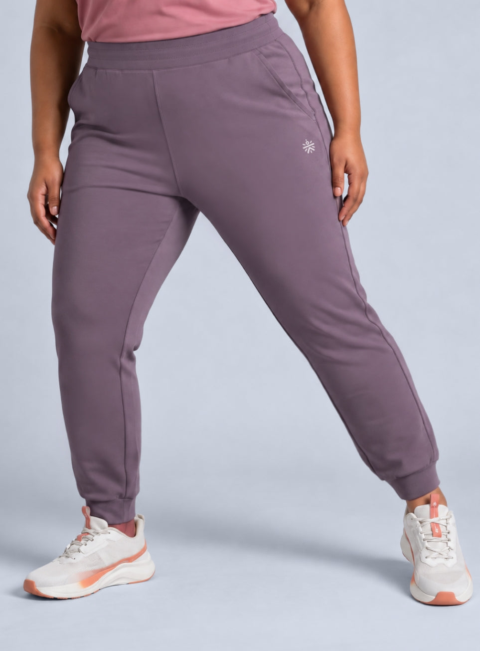 Women's Pink Cotton Plus Size Everyday Joggers