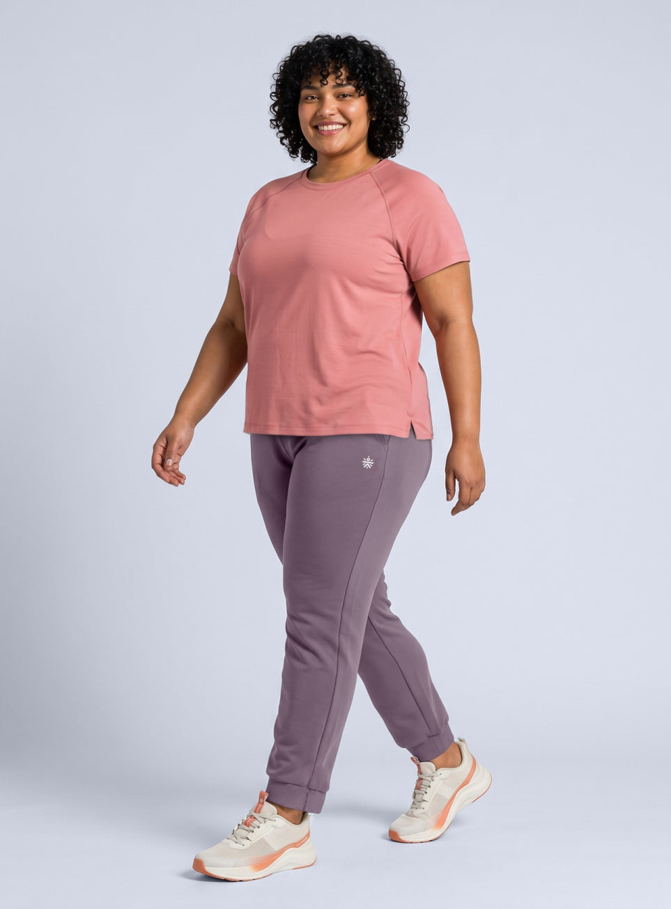 Women's Pink Cotton Plus Size Everyday Joggers