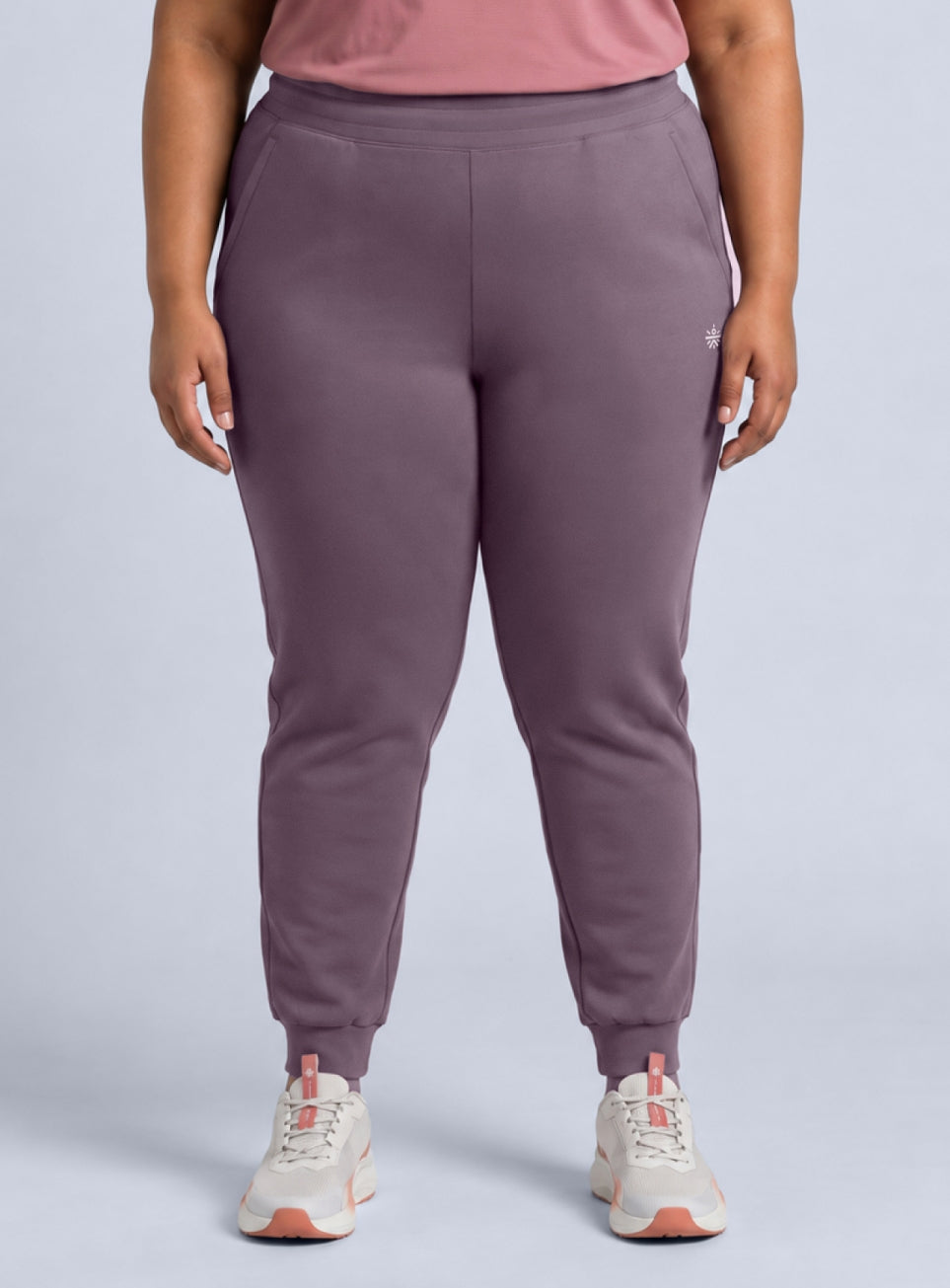 Women's Pink Cotton Plus Size Everyday Joggers