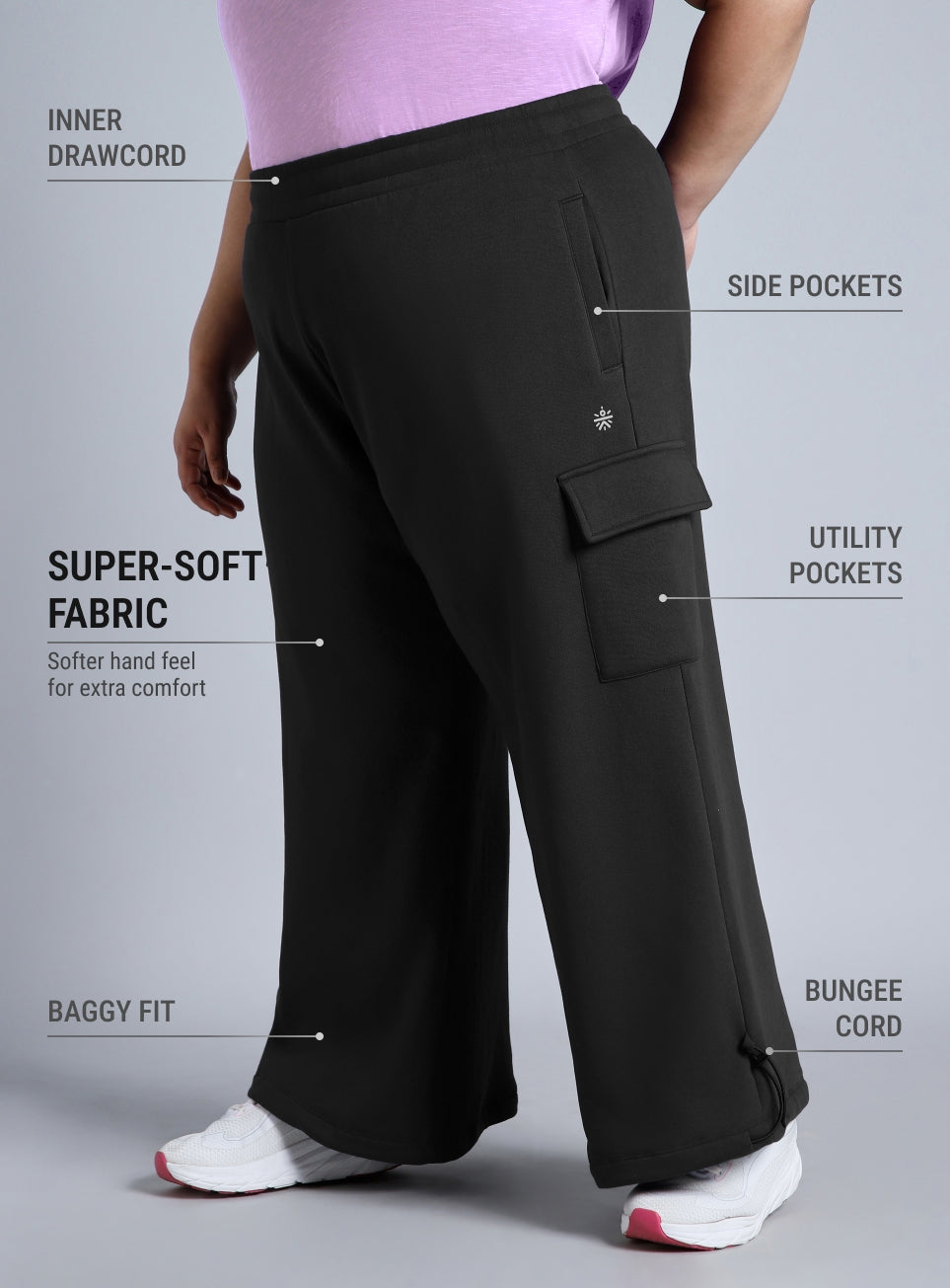 Women's Black Plus Size Utility Joggers