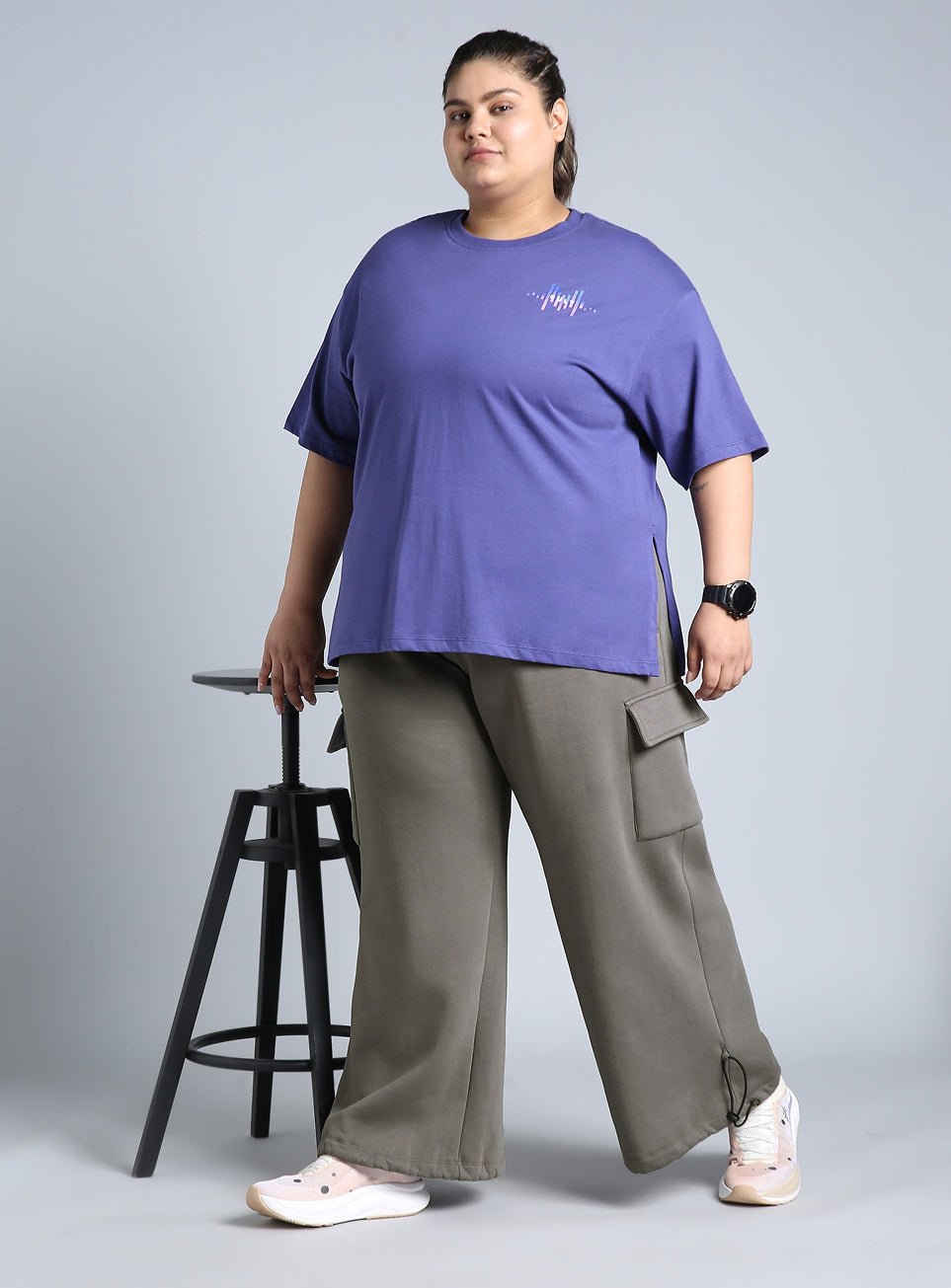 Women's Grey Plus Size Utility Joggers
