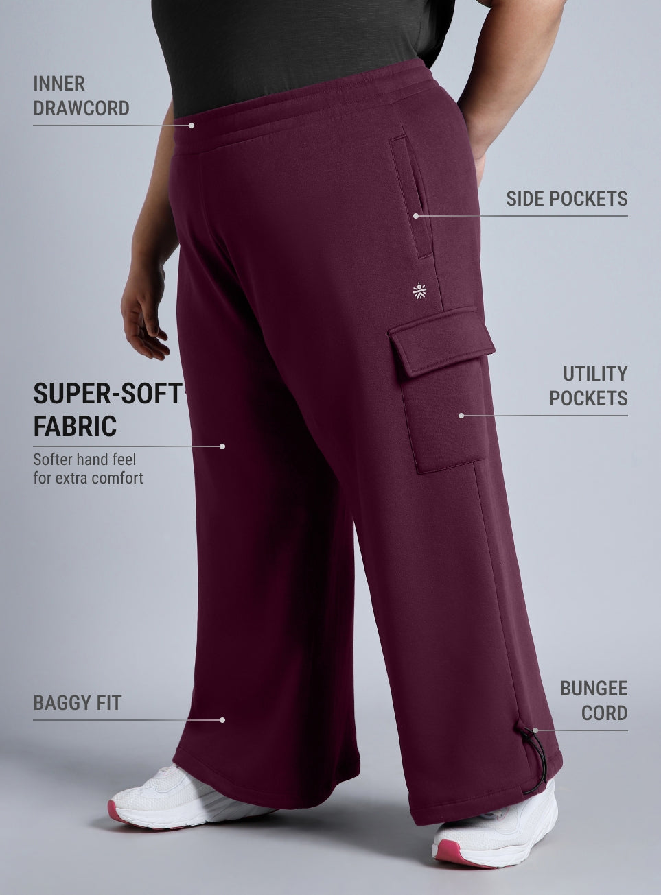 Women's Pink Plus Size Utility Joggers